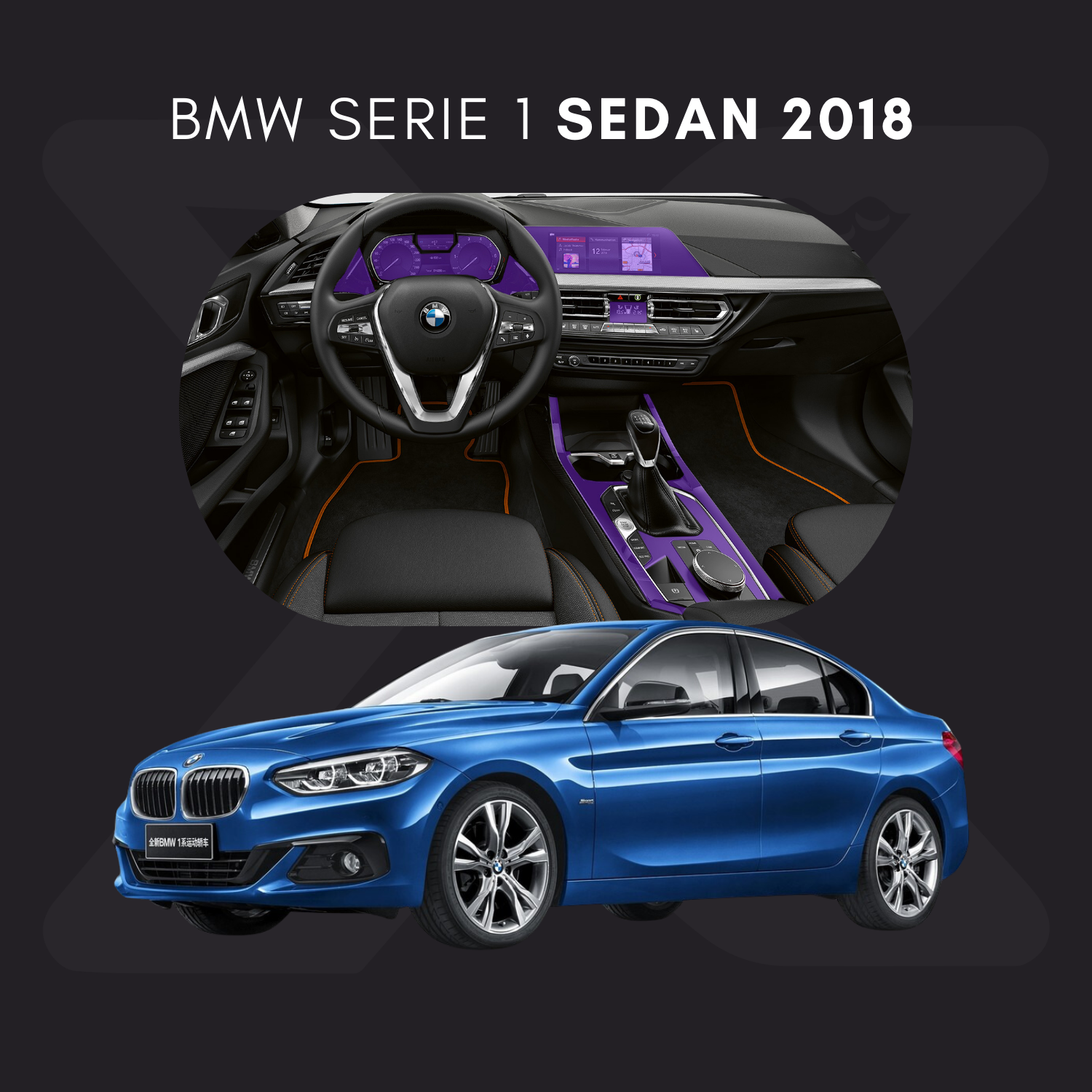 BMW Serie 1 Sedan Película Protectora Transparente PPF para Interiores – Kit Completo