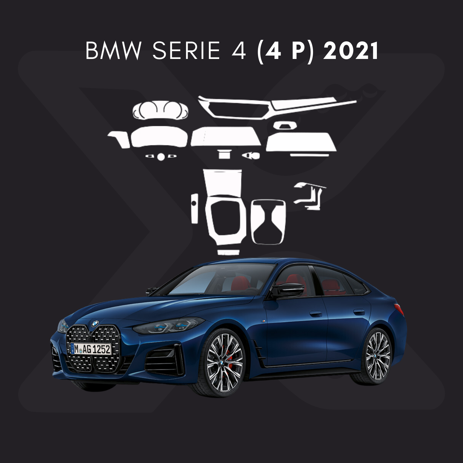 BMW Serie 4 (4 puertas) Película Protectora Transparente PPF para Interiores – Kit Completo