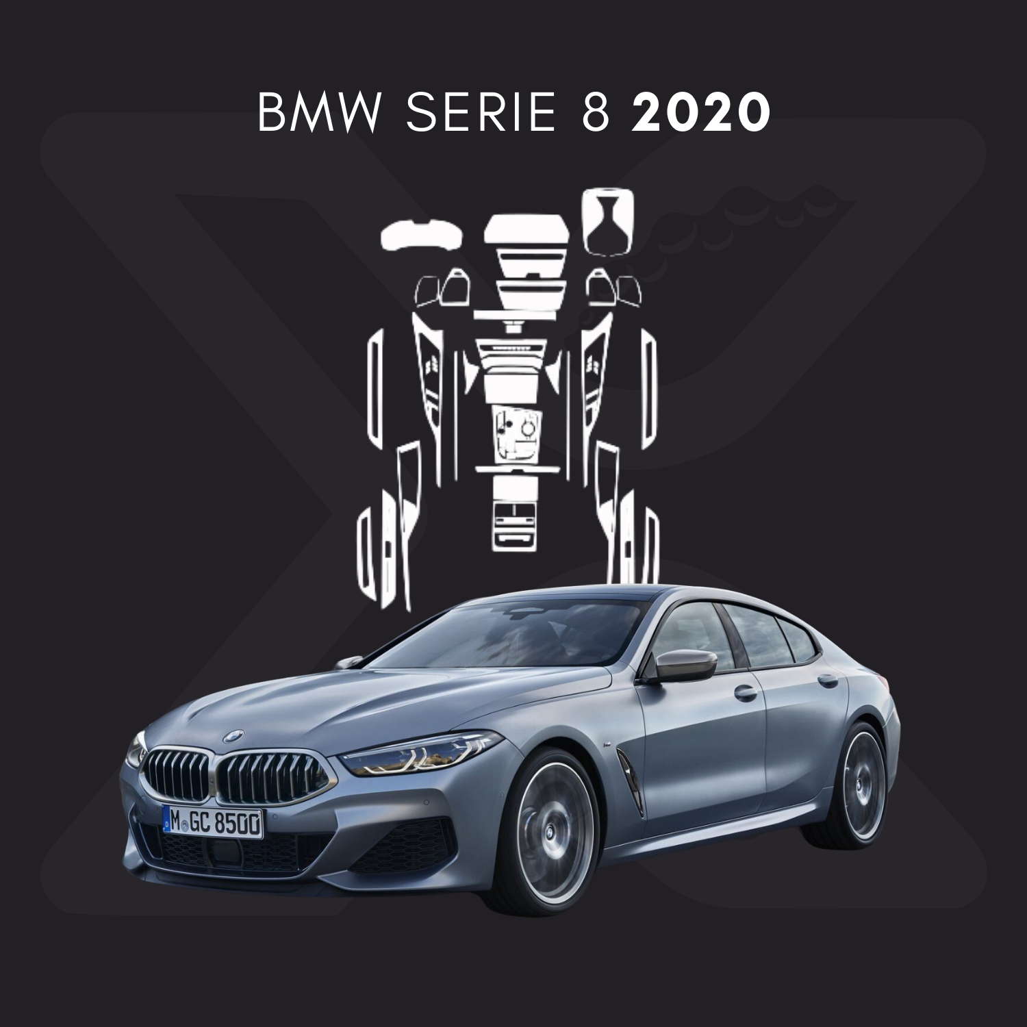BMW Serie 8 (4 puertas) Película Protectora Transparente PPF para Interiores – Kit Completo