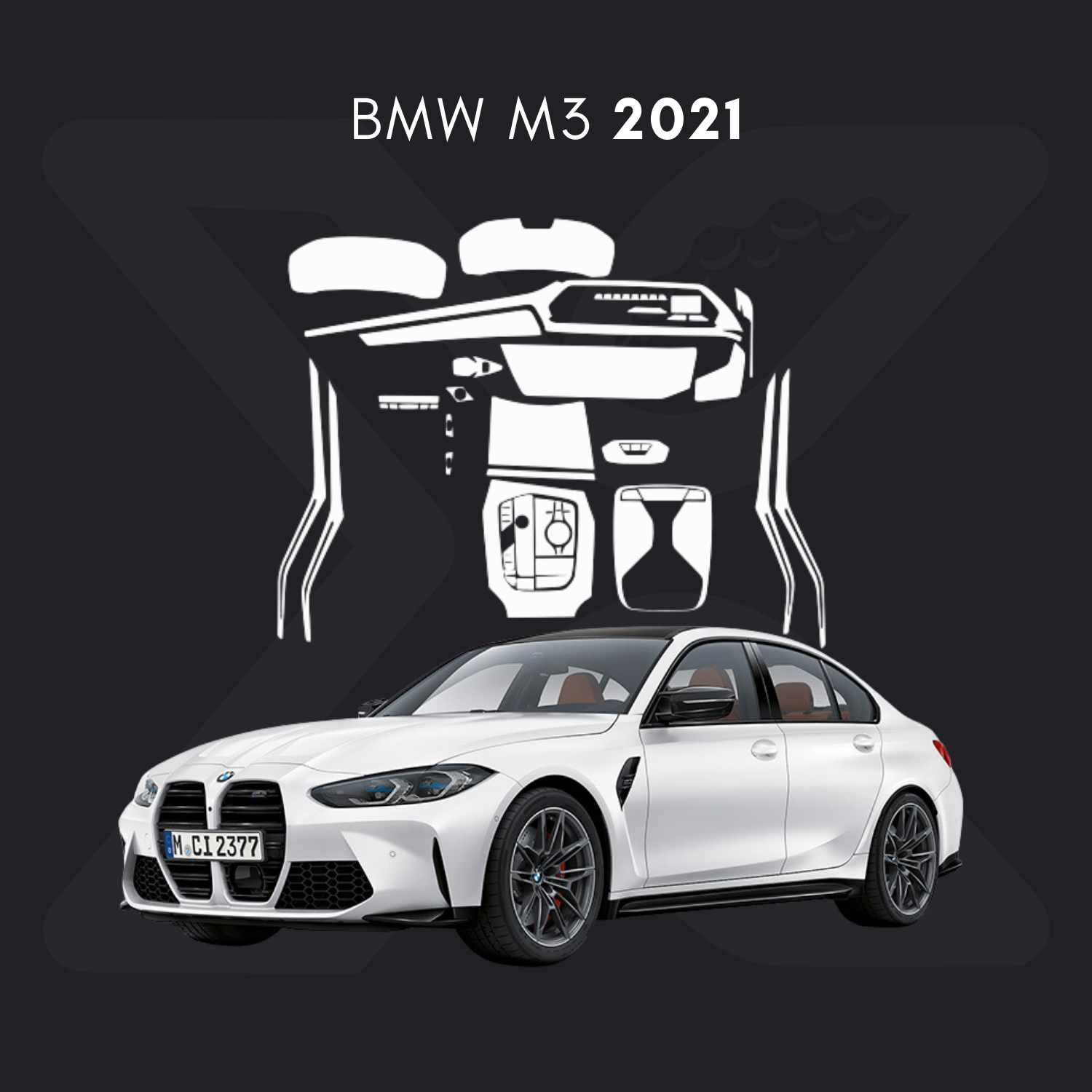 BMW m3 Película Protectora Transparente PPF para Interiores – Kit Completo