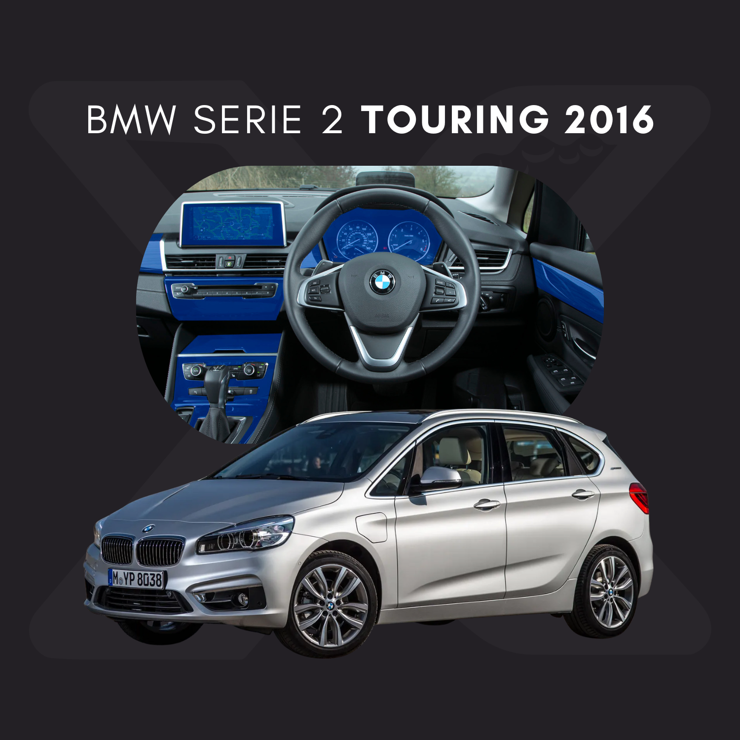 BMW Serie 2 Touring Sedan Película Protectora Transparente PPF para Interiores – Kit Completo