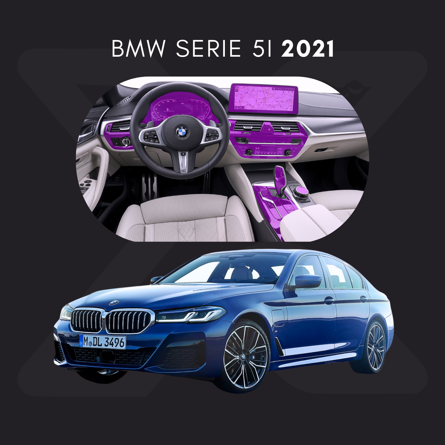 BMW Serie 5 i Película Protectora Transparente PPF para Interiores – Kit Completo