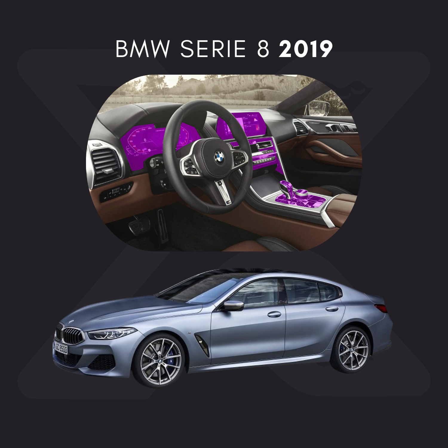 BMW Serie 8 (4 puertas) Película Protectora Transparente PPF para Interiores – Kit Completo