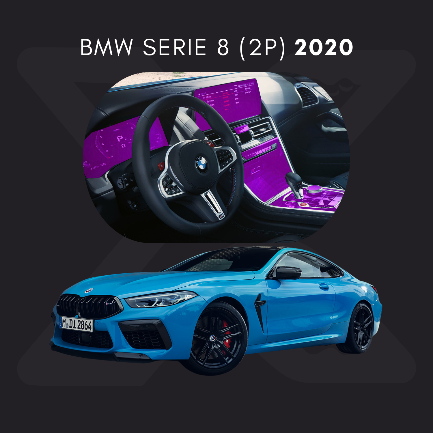 BMW Serie 8 (2 puertas) Película Protectora Transparente PPF para Interiores – Kit Completo