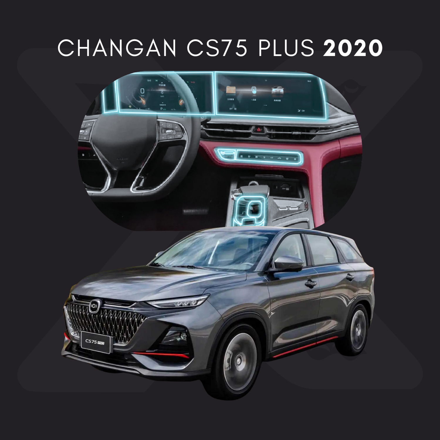 Changan CS75 Plus Película Protectora Transparente PPF para Interiores – Kit Completo