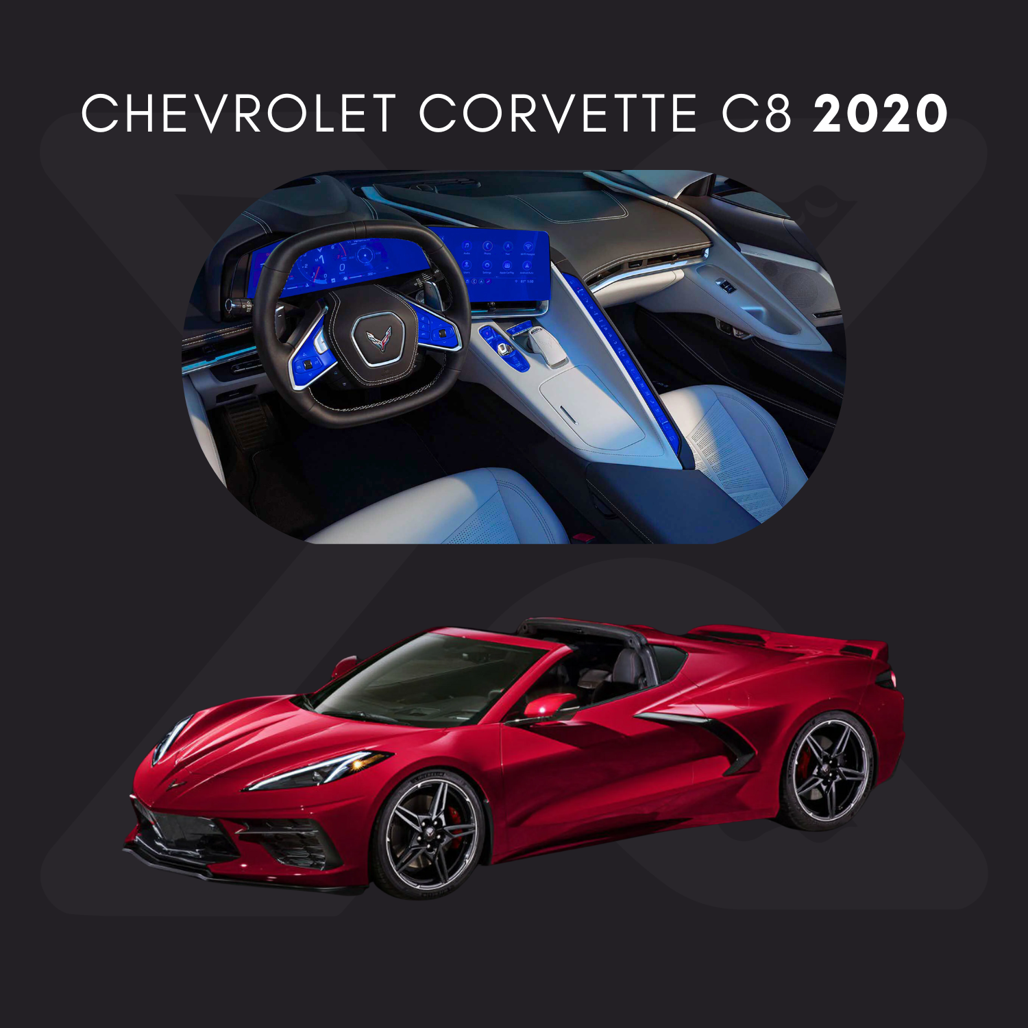 Chevrole Corvette C8 Película Protectora Transparente PPF para Interiores – Kit Completo