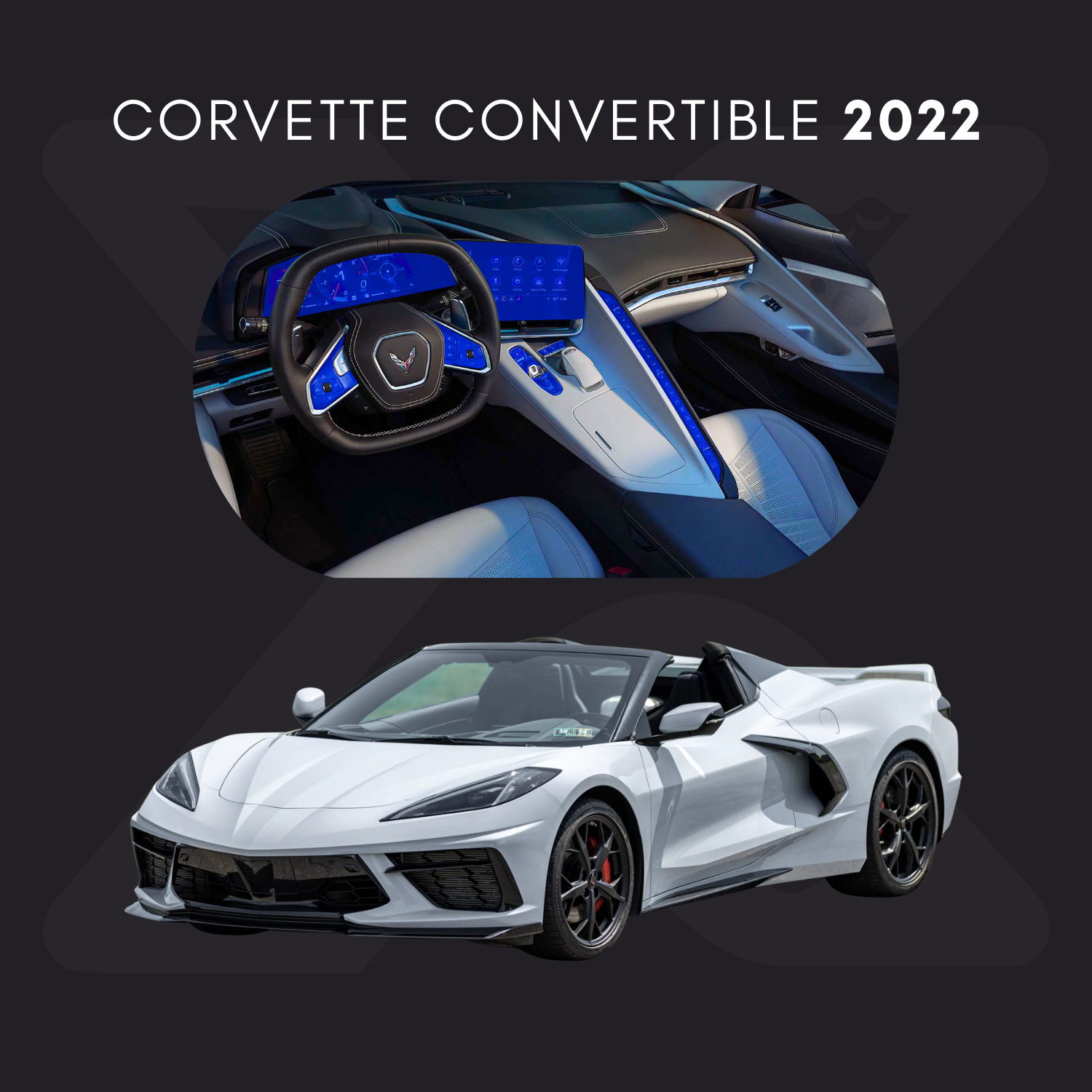 Chevrolet Corvette Convertible Película Protectora Transparente PPF para Interiores – Kit Completo