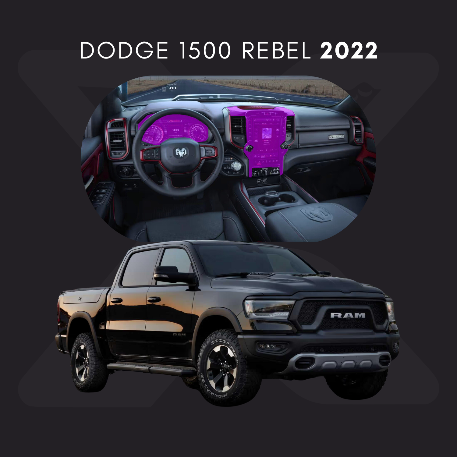 Dodge 1500 Rebel Película Protectora Transparente PPF para Interiores – Kit Completo
