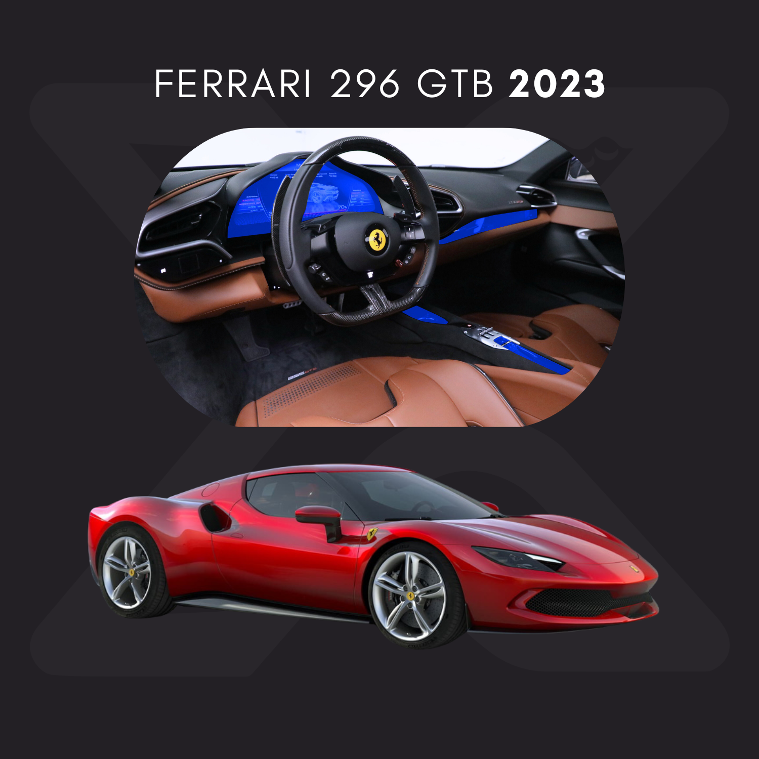 Ferrari 296 GTB Película Protectora Transparente PPF para Interiores – Kit Completo
