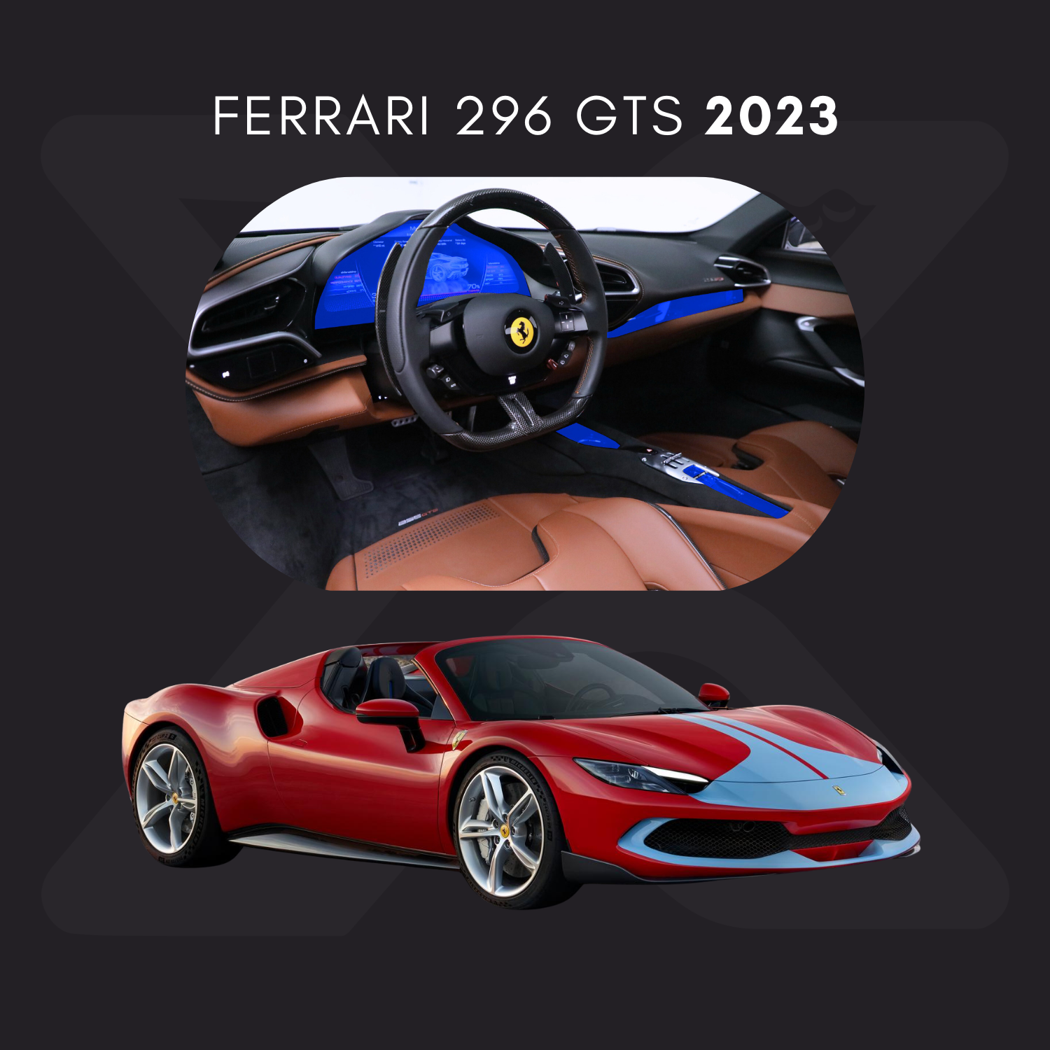 Ferrari 296 GTS Película Protectora Transparente PPF para Interiores – Kit Completo