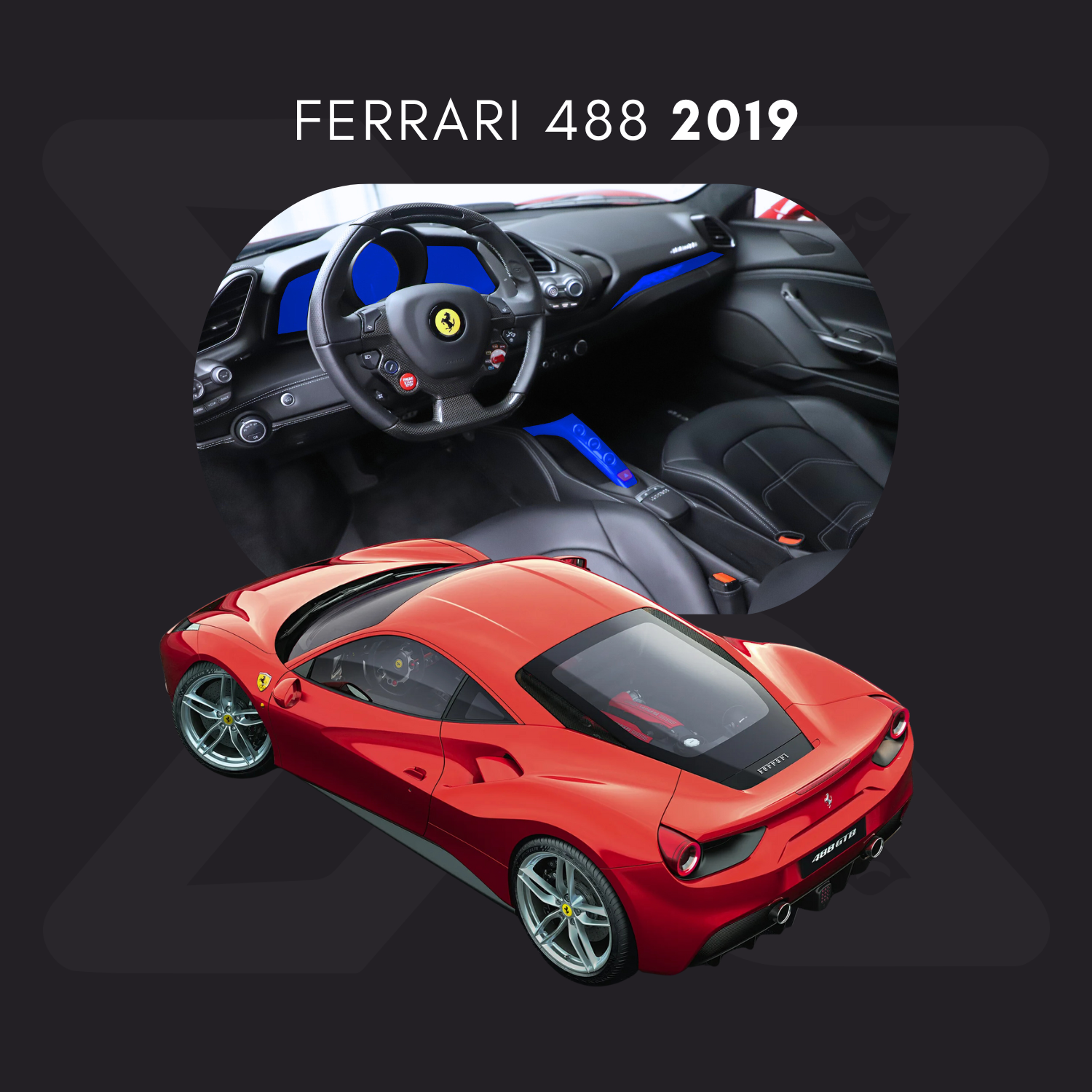 Ferrari 488 Película Protectora Transparente PPF para Interiores – Kit Completo