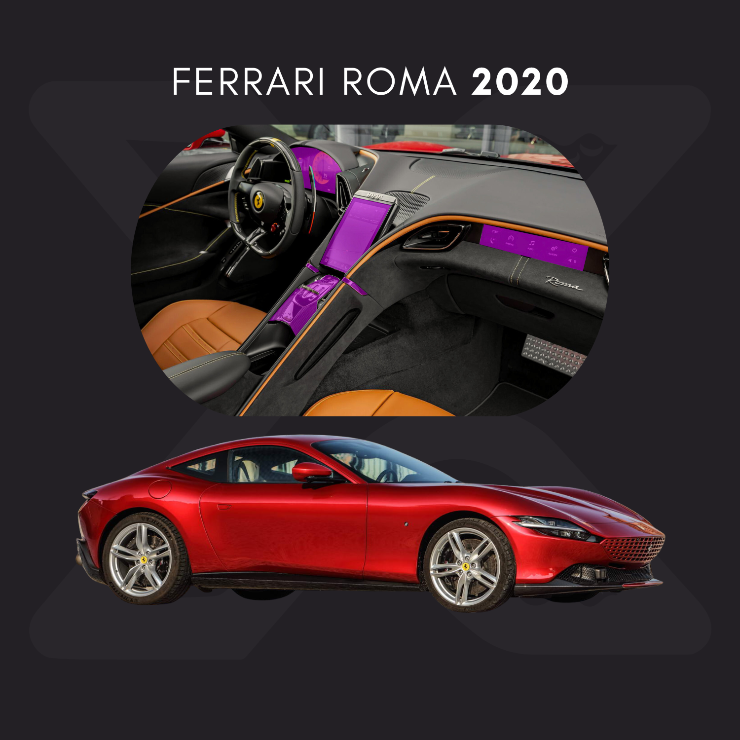 Ferrari Roma Película Protectora Transparente PPF para Interiores – Kit Completo