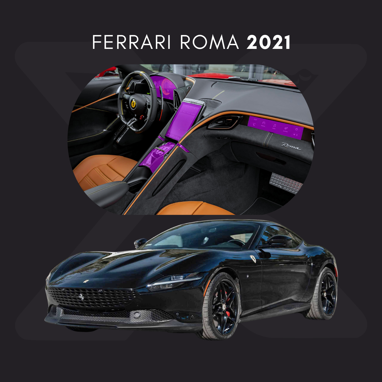 Ferrari Roma Película Protectora Transparente PPF para Interiores – Kit Completo