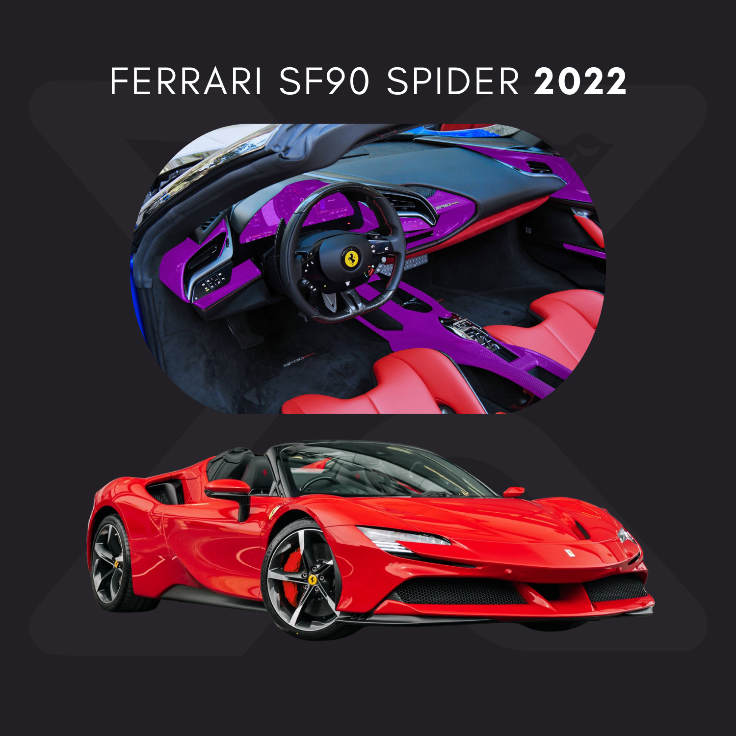 Ferrari SF90 Spider Película Protectora Transparente PPF para Interiores – Kit Completo