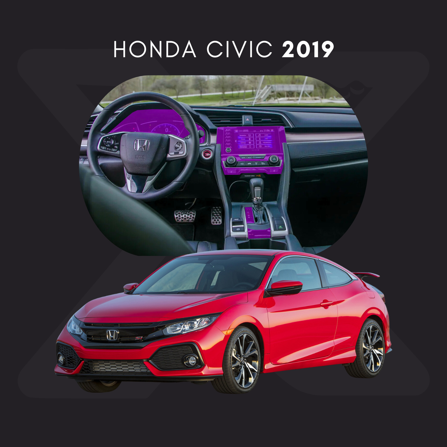 Honda Civic Película Protectora Transparente PPF para Interiores – Kit Completo