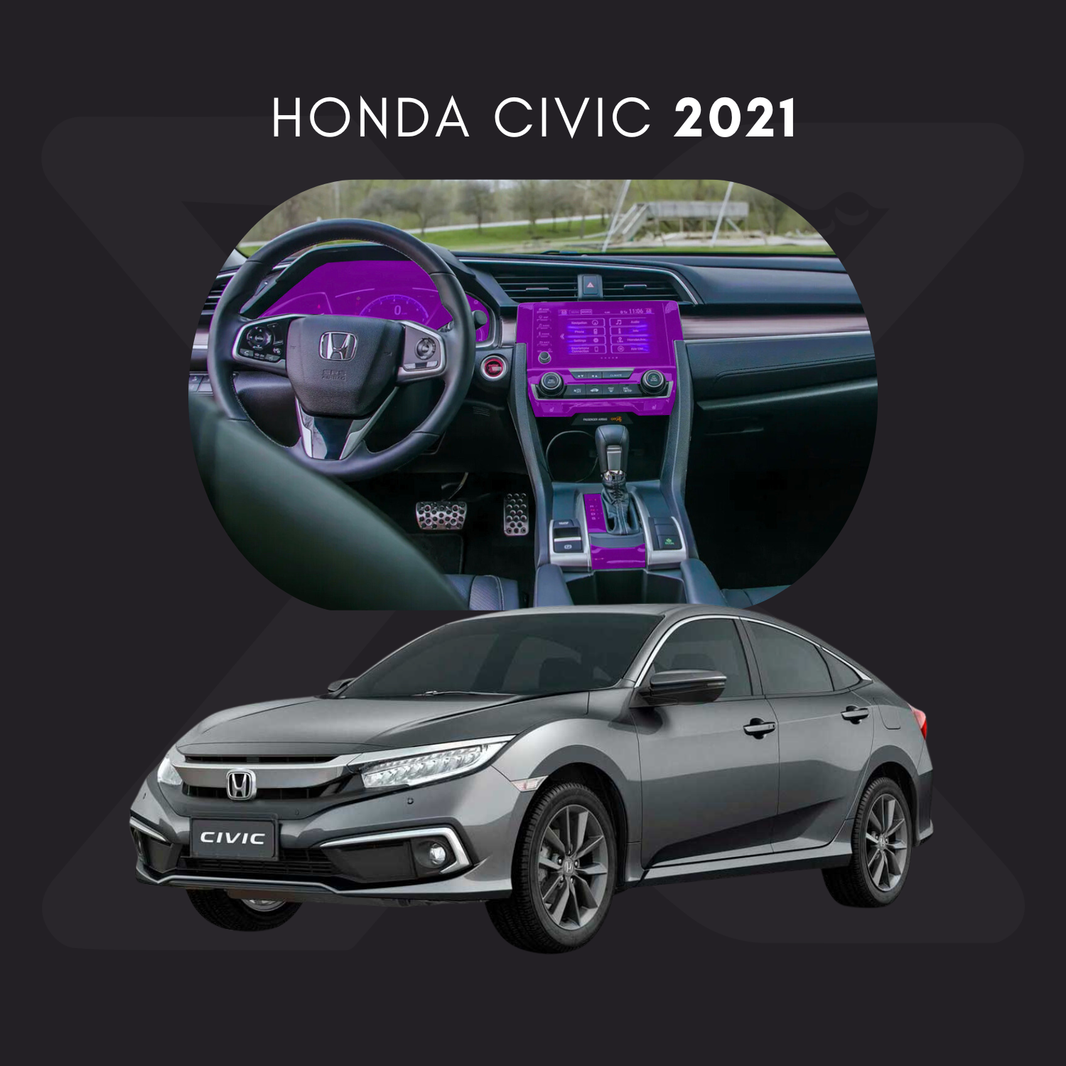 Honda Civic Película Protectora Transparente PPF para Interiores – Kit Completo