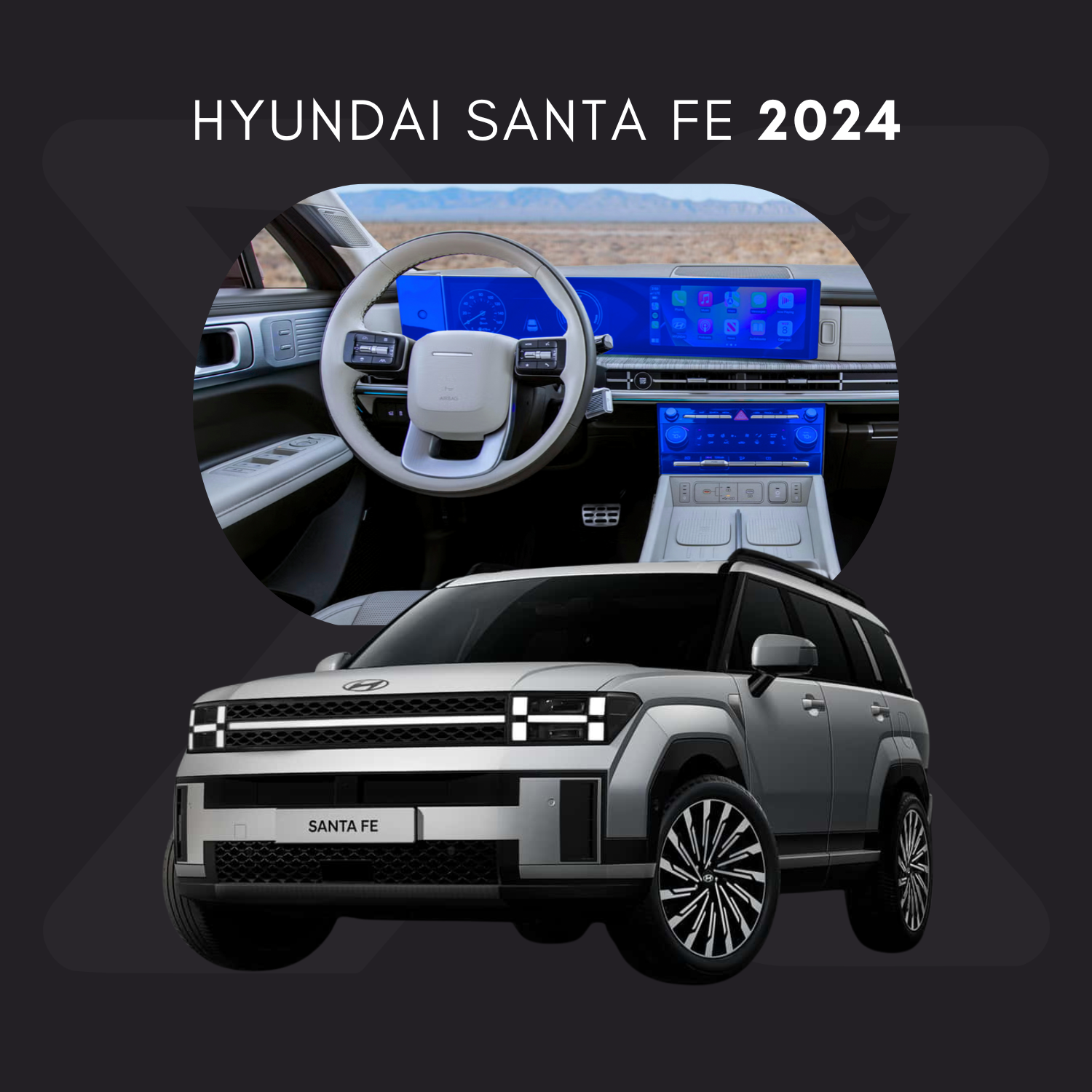 Hyundai Santa Fe Película Protectora Transparente PPF para Interiores – Kit Completo