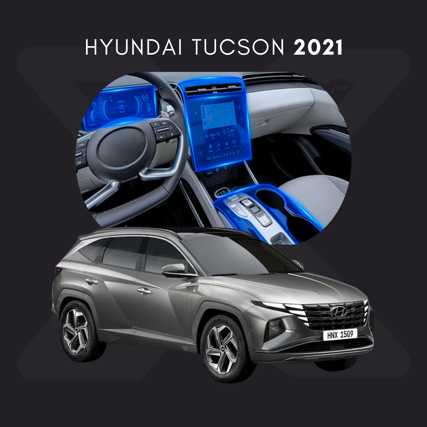 Hyundai Tucson Película Protectora Transparente PPF para Interiores – Kit Completo