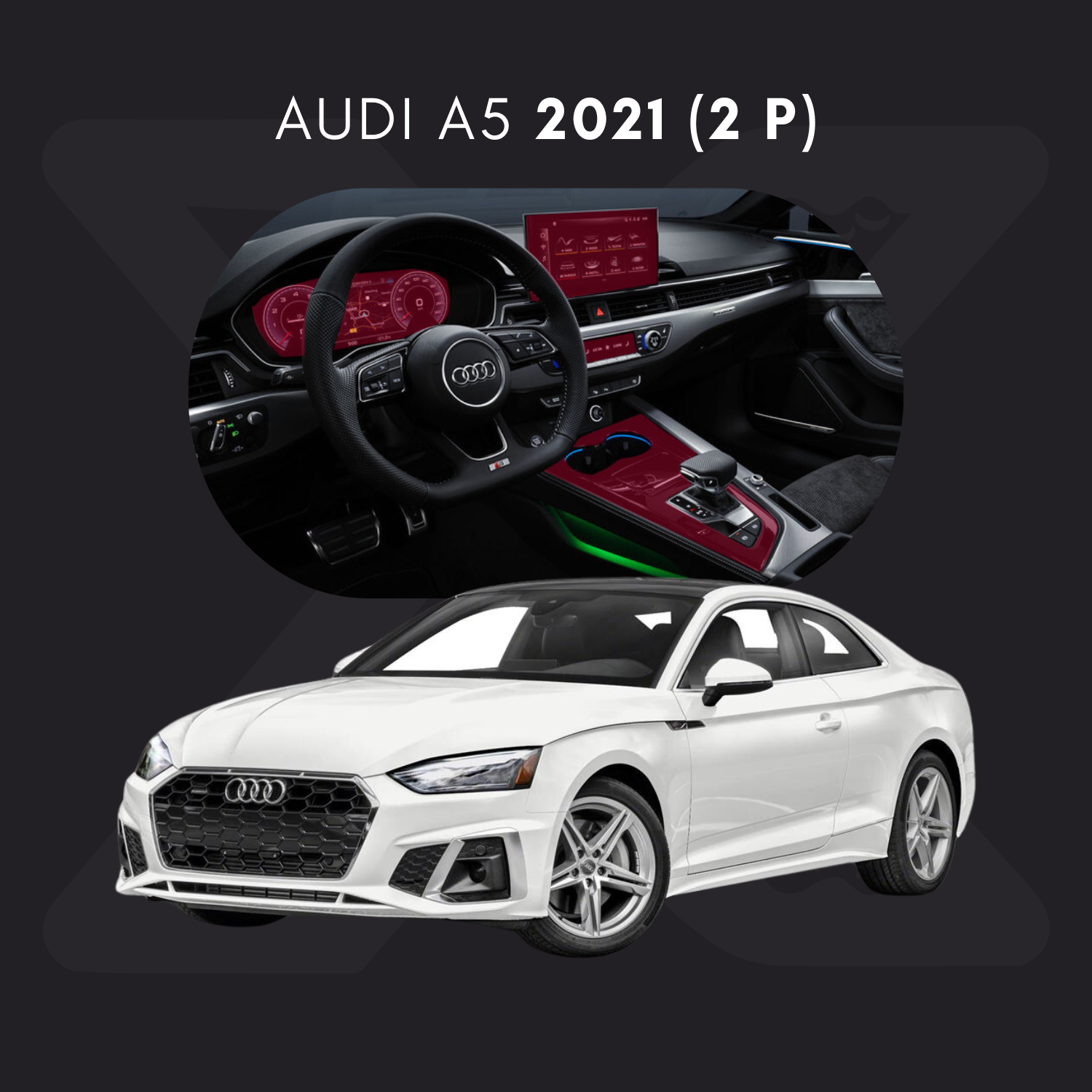 Audi A5 (2 Puertas)  Película Protectora Transparente PPF para Interiores – Kit Completo