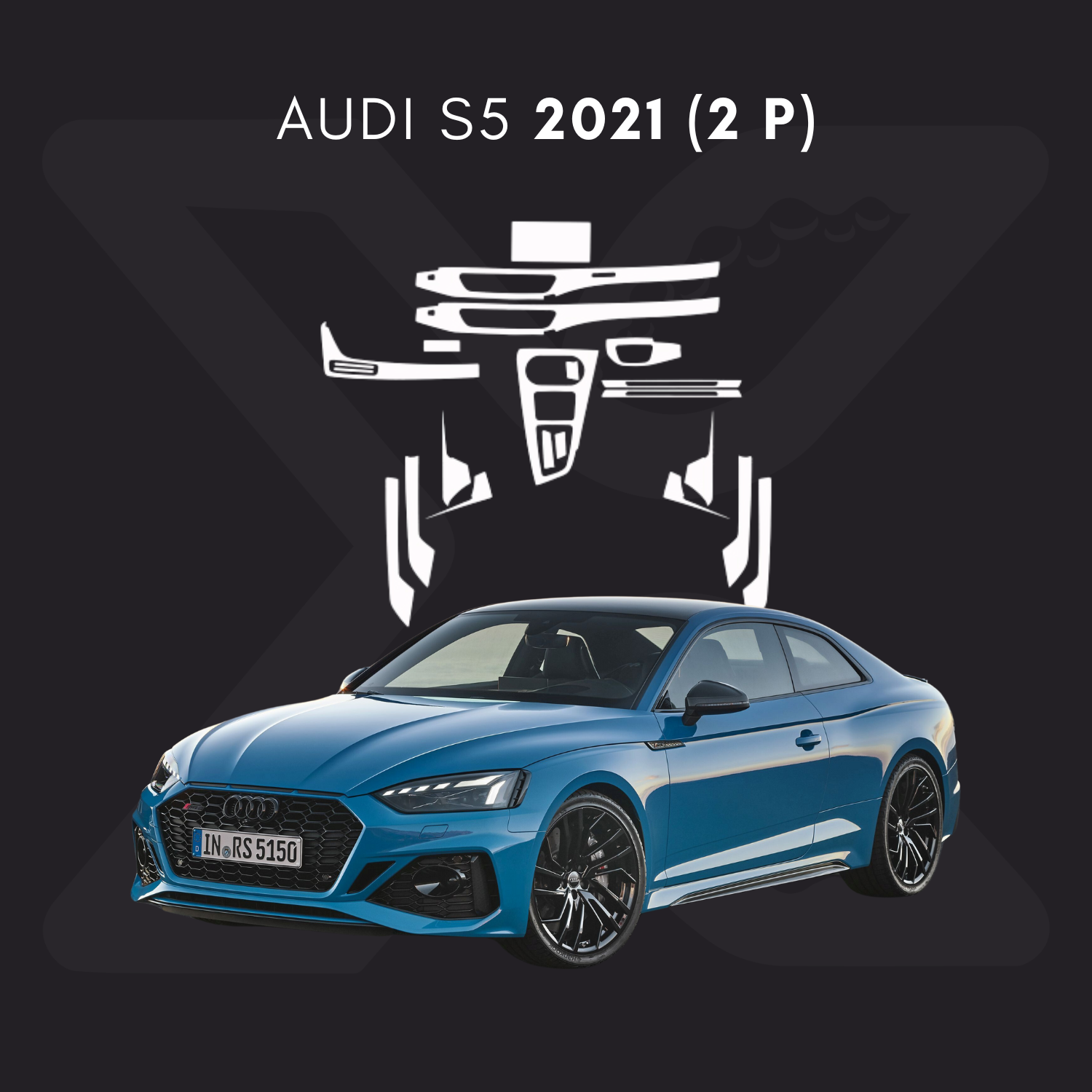 Audi S5 (2 Puertas) Película Protectora Transparente PPF para Interiores – Kit Completo