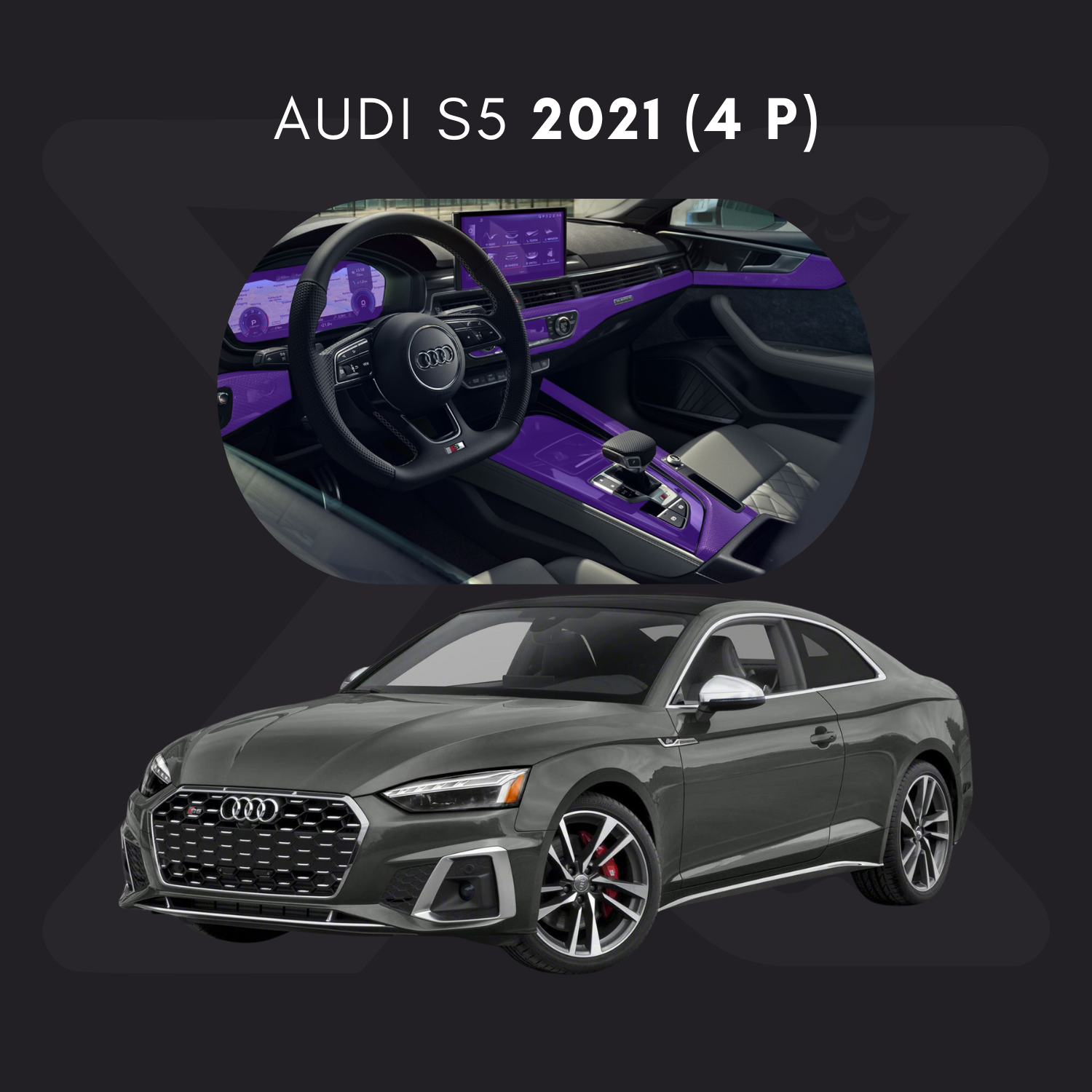 Audi S5 (4 Puertas) Película Protectora Transparente PPF para Interiores – Kit Completo