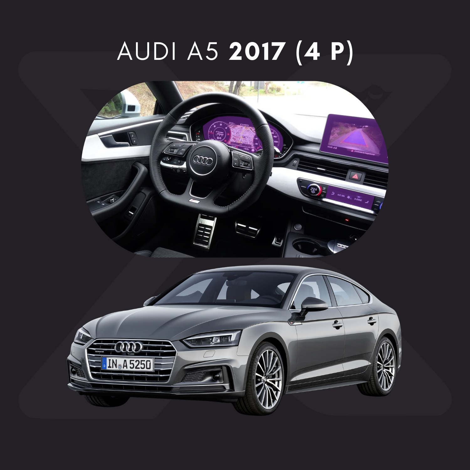 Audi A5 (4 Puertas) Película Protectora Transparente PPF para Interiores – Kit Completo