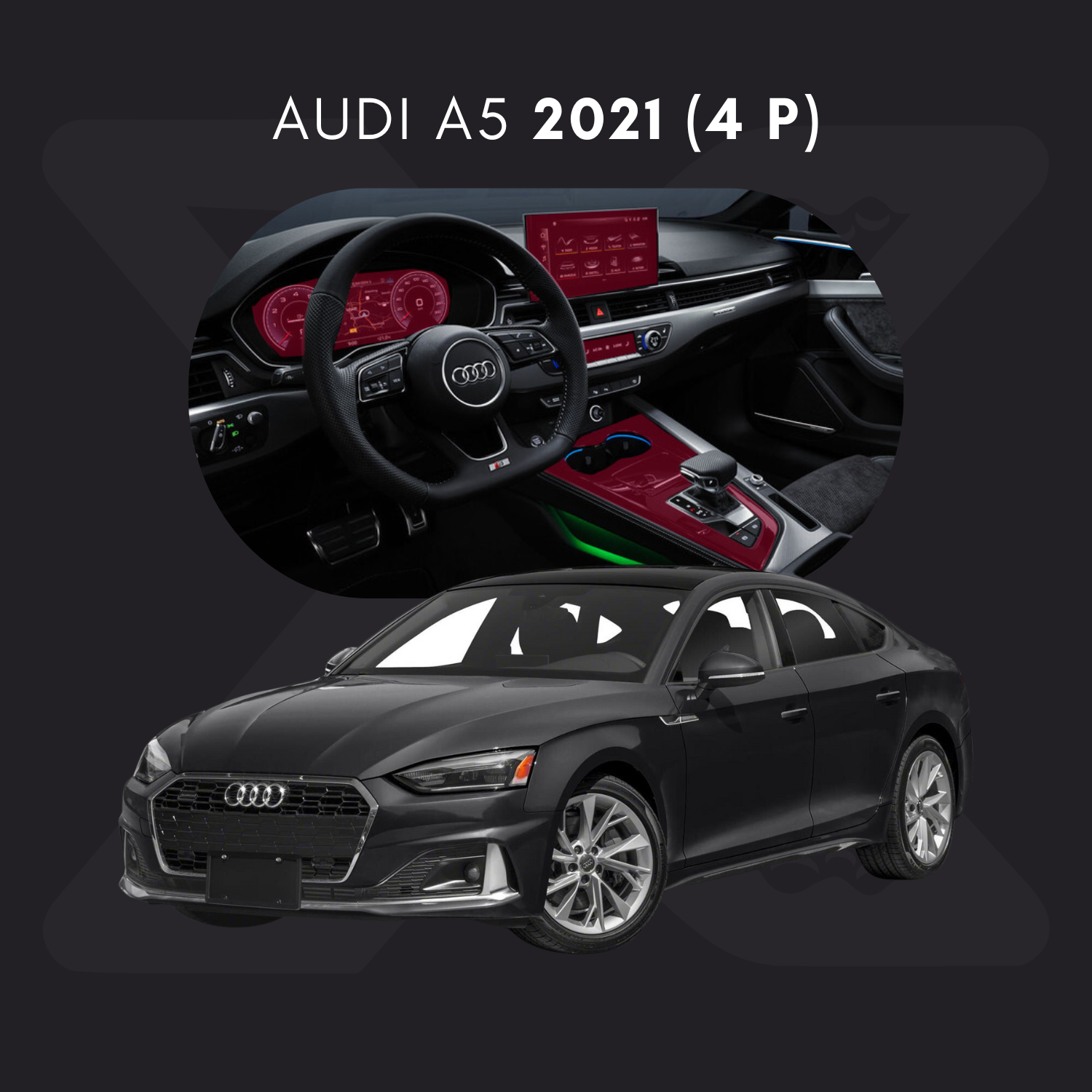Audi A5 (4 Puertas) Película Protectora Transparente PPF para Interiores – Kit Completo