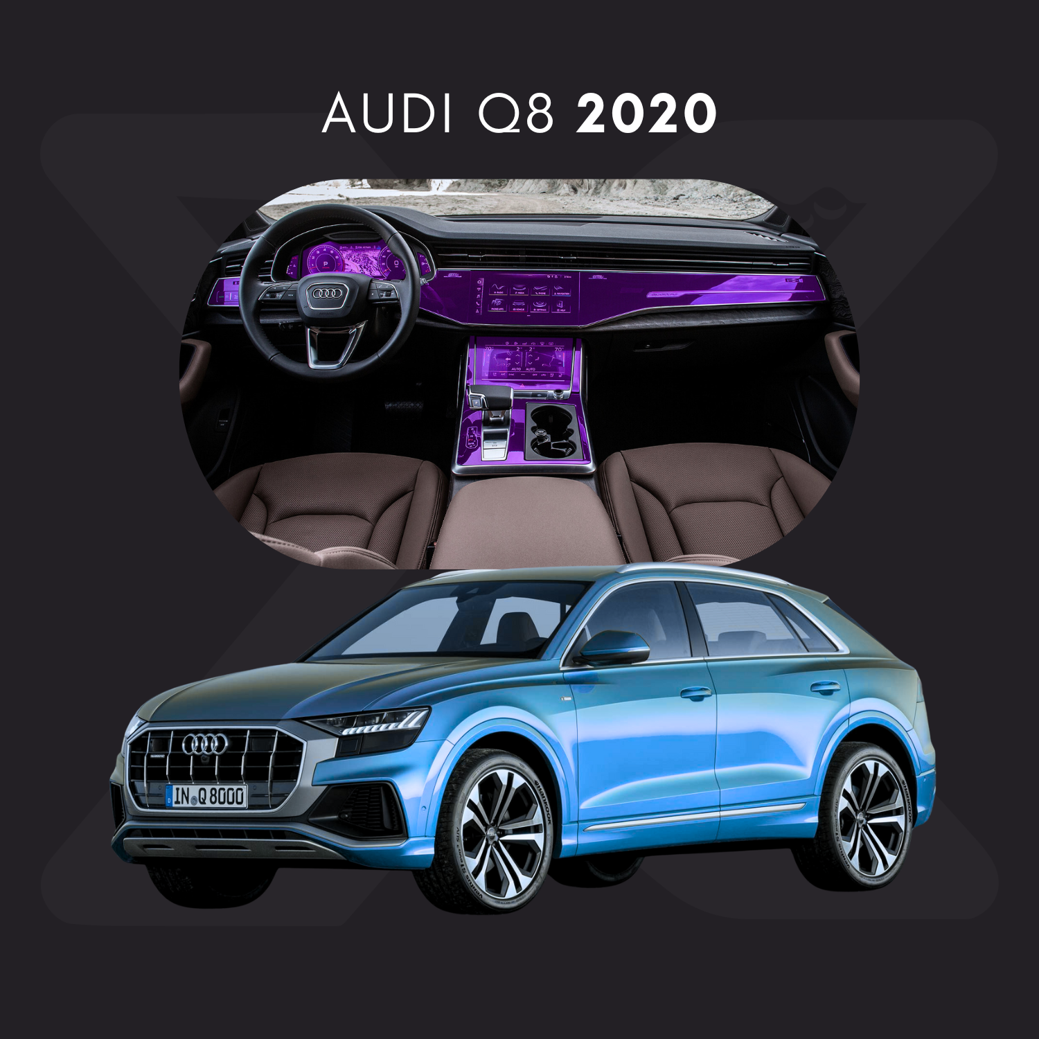 Audi Q8 Película Protectora Transparente PPF para Interiores – Kit Completo