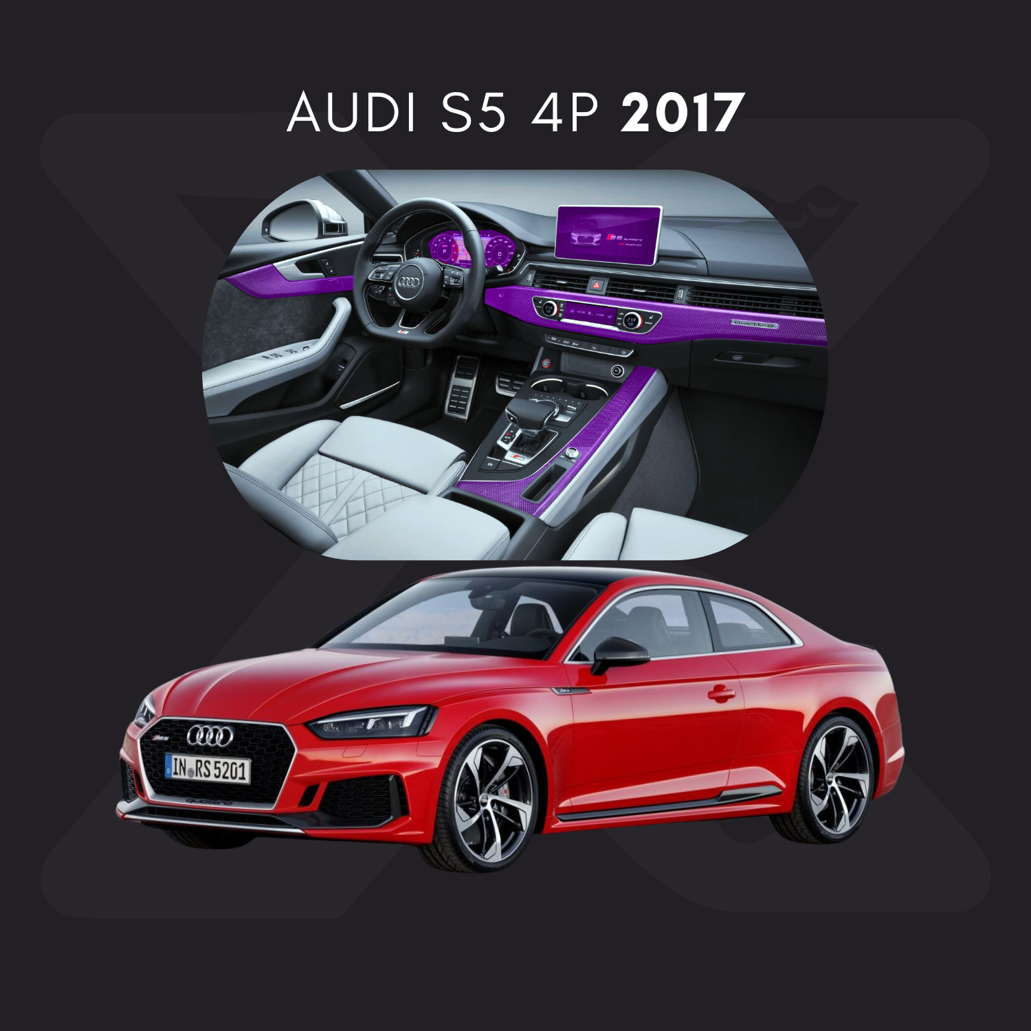 Audi S5 (4 Puertas) Película Protectora Transparente PPF para Interiores – Kit Completo