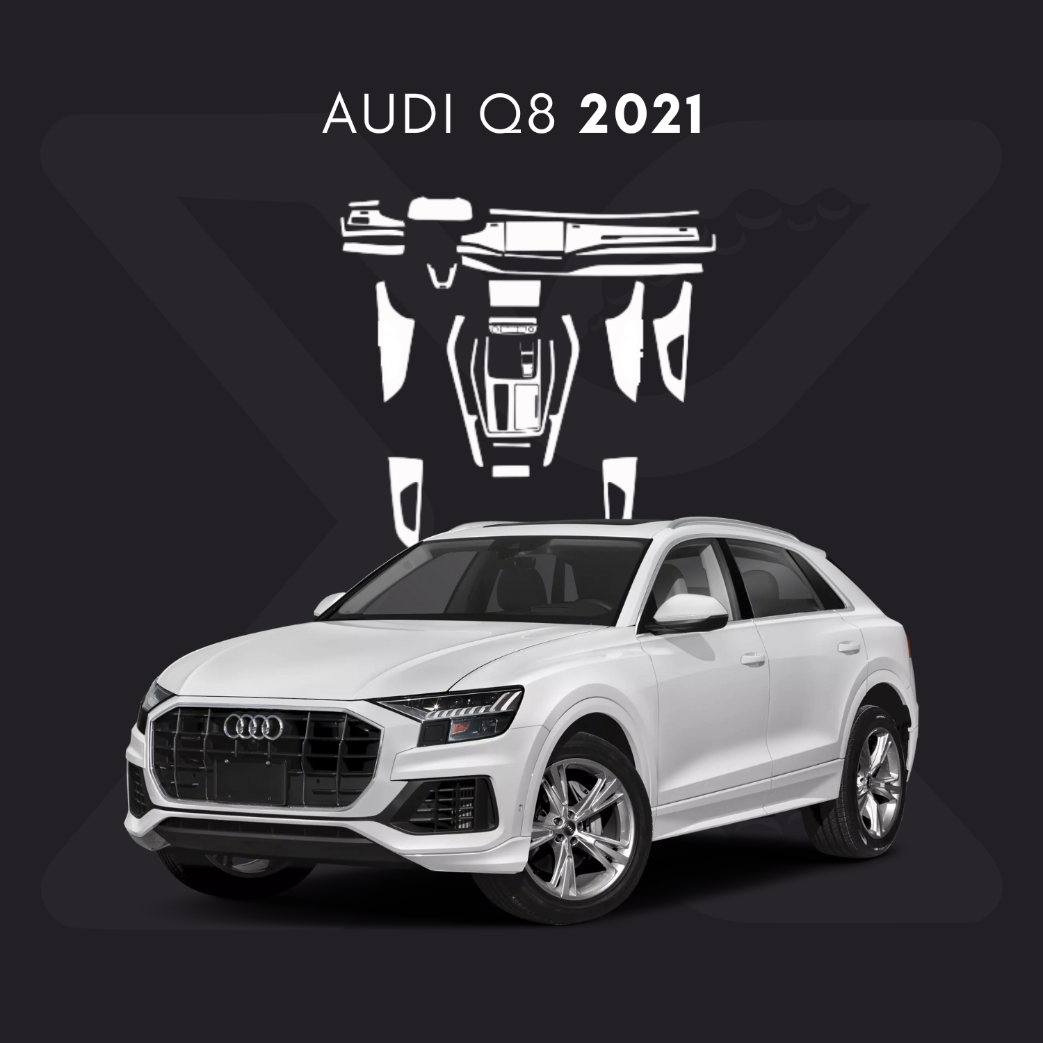 Audi Q8 Película Protectora Transparente PPF para Interiores – Kit Completo