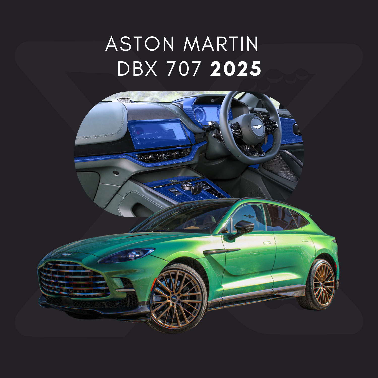Aston Martin DBX 707 Película Protectora Transparente PPF para Interiores – Kit Completo