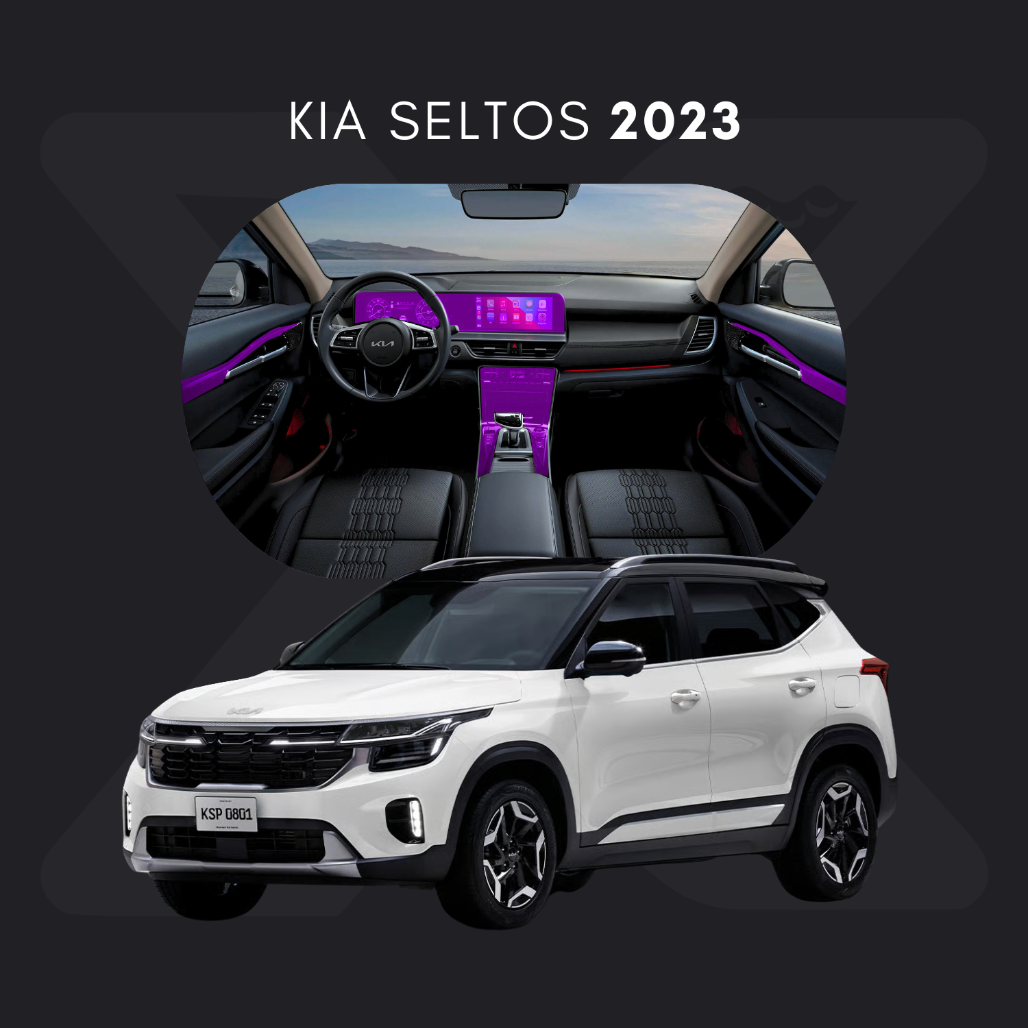 KIA Seltos Película Protectora Transparente PPF para Interiores – Kit Completo