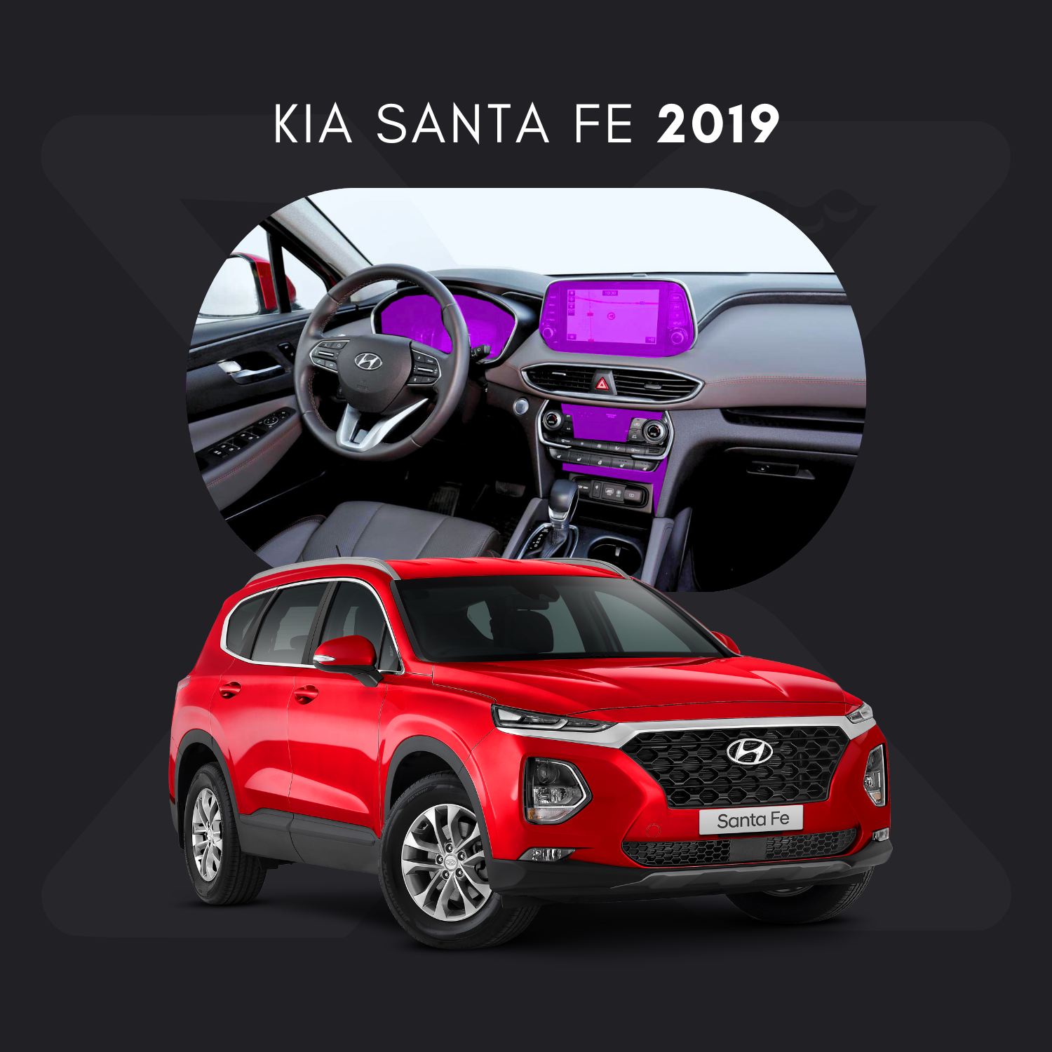 KIA Santa Fe Película Protectora Transparente PPF para Interiores – Kit Completo